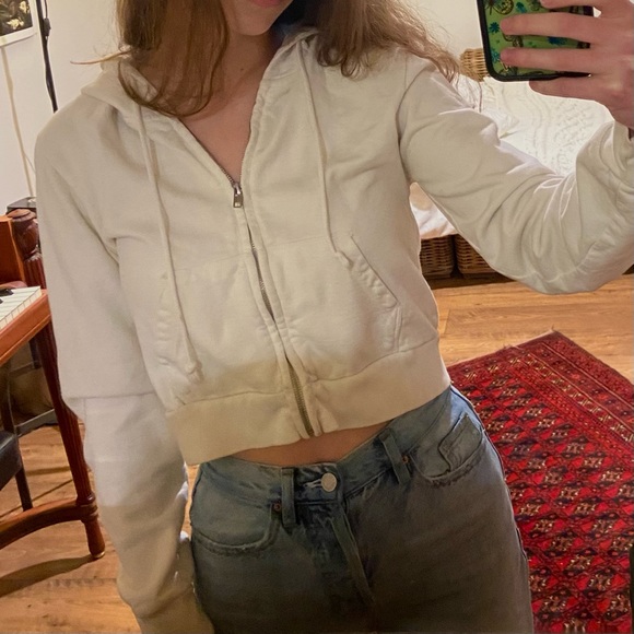 Brandy Melville Jackets & Blazers - brandy melville white crystal hoodie